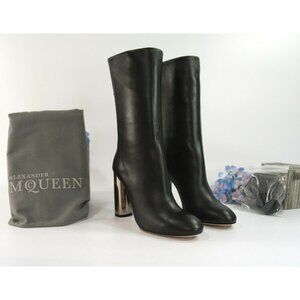 Alexander McQueen Black Leather 105MM Lux Duchess Boots